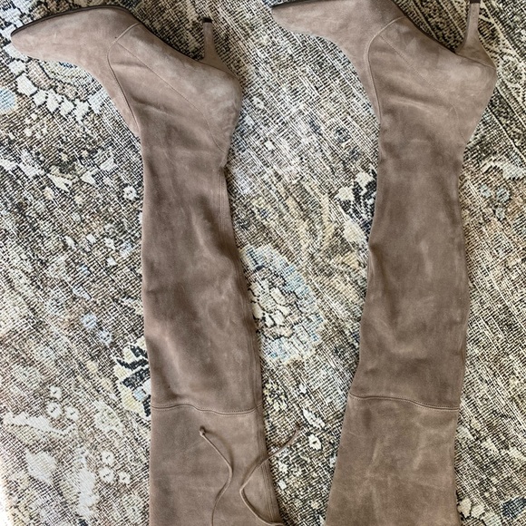 Stuart Weitzman OTK Taupe Suede Boots - Picture 5 of 10